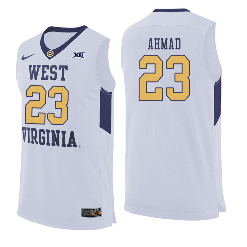 Men #23 Esa Ahmad West Virginia Mountaineers College Basketball Jerseys Sale-White